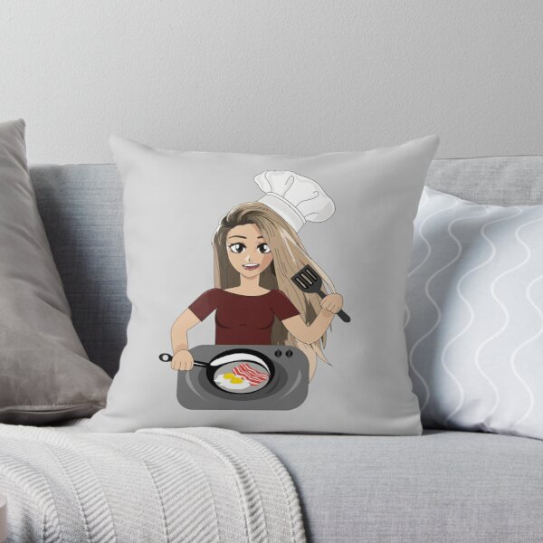 valkyrae making bacon and eggs for breakfast and have fun,amigops Throw Pillow RB1510 product Offical Valkyrae Merch